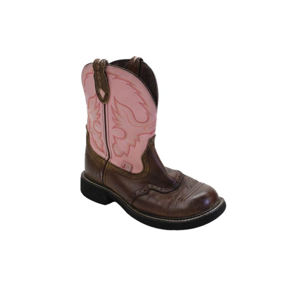 Justin Gypsy Womens Leather Embroidered Round Toe Mid-Calf Boots Pink Size 8B